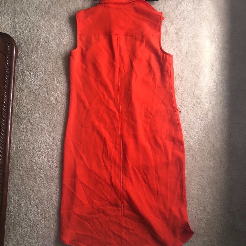 AS IS Michael Kors Bright Orange Shirt Dress, sz 0 - Picture 10 of 11